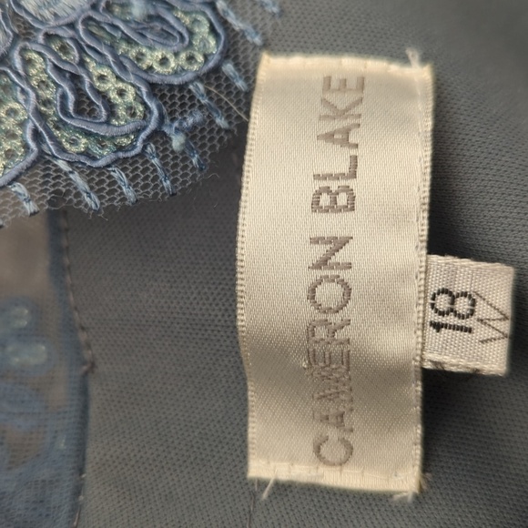 NWT Cameron Blake Soft Embellished Blue tiered Sleeveless Formal Gown Sz 18W - Picture 2 of 10